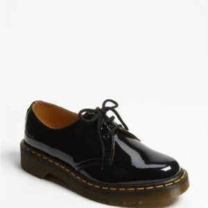 Dr. Martens Shiny Black Lace-Up Flats